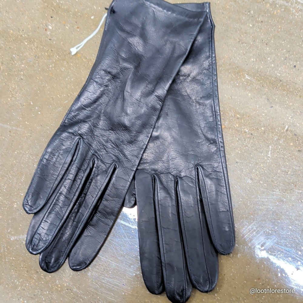 Unbranded Black Leather Gloves Women Size 6.5 Classic Winter Dress Gloves Soft